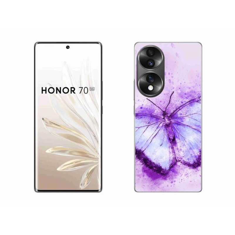 Gelový kryt mmCase na mobil Honor 70 - fialový motýl