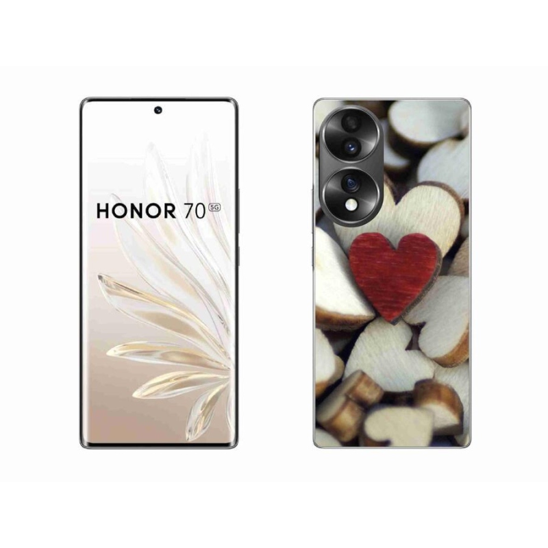 Gelový kryt mmCase na mobil Honor 70 - gravírované červené srdce