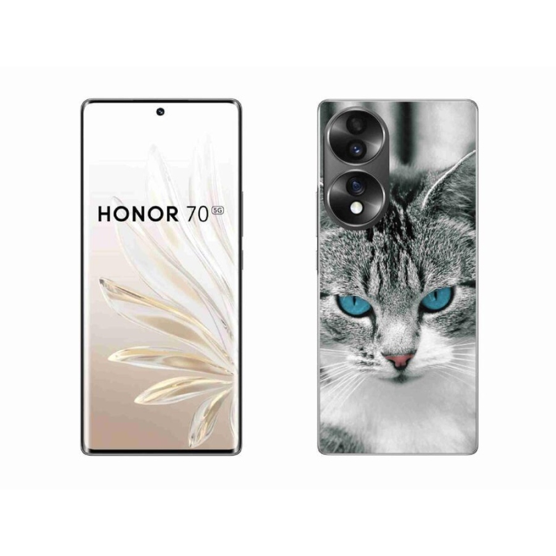 Gelový kryt mmCase na mobil Honor 70 - kočičí pohled 1