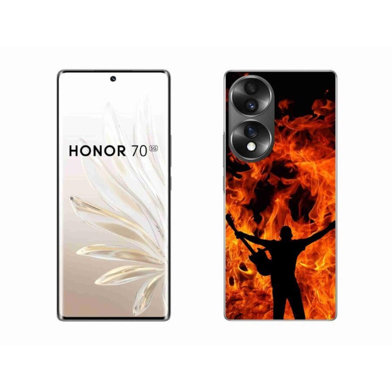 Gelový kryt mmCase na mobil Honor 70 - muzikant a oheň