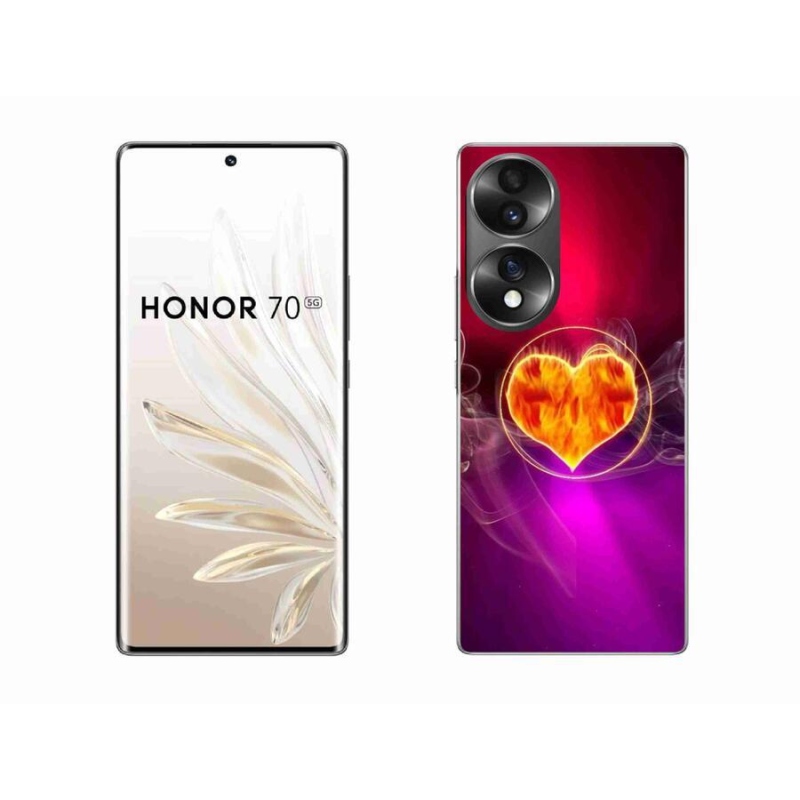 Gelový kryt mmCase na mobil Honor 70 - ohnivé srdce
