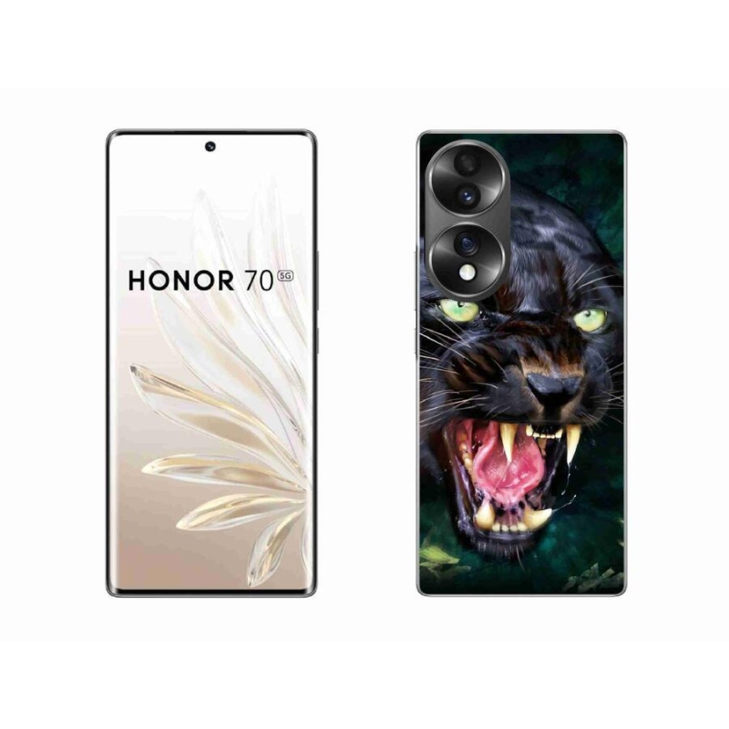 Gelový kryt mmCase na mobil Honor 70 - rozzuřený černý panter