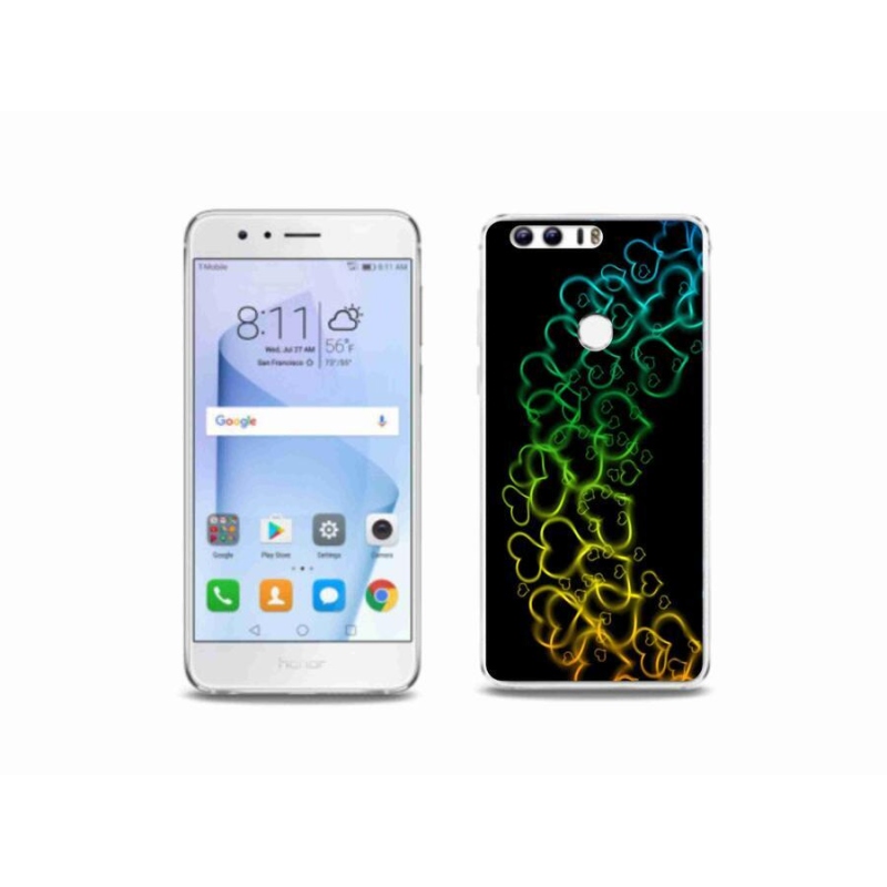 Gelový kryt mmCase na mobil Honor 8 - barevná srdíčka