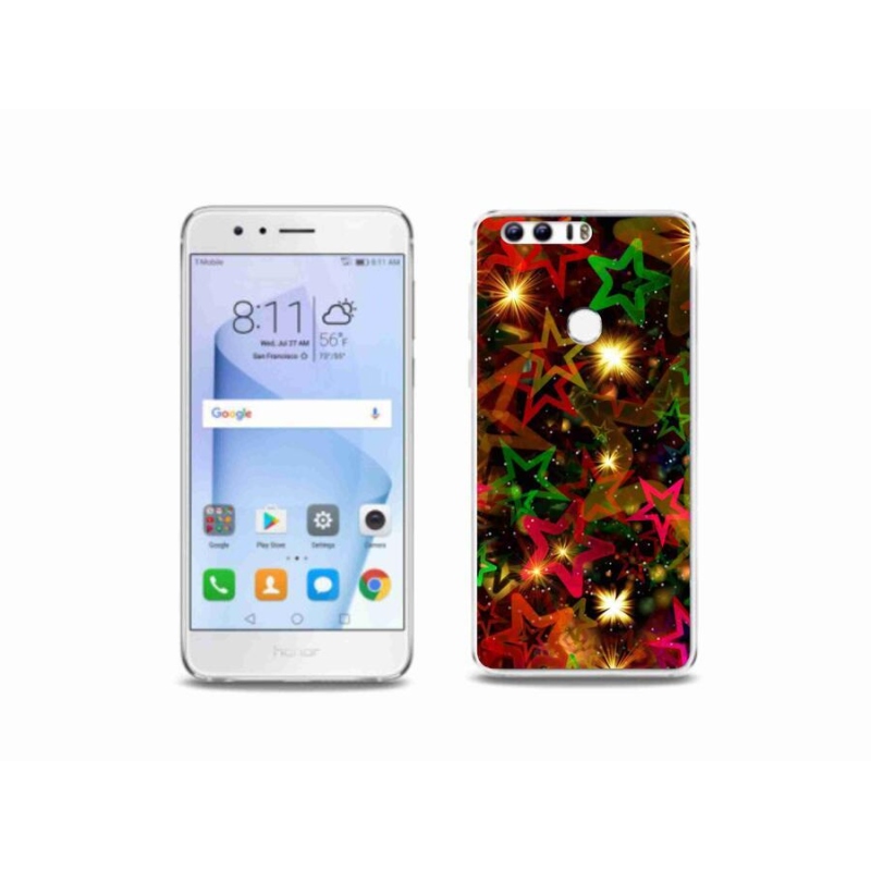 Gelový kryt mmCase na mobil Honor 8 - barevné hvězdičky