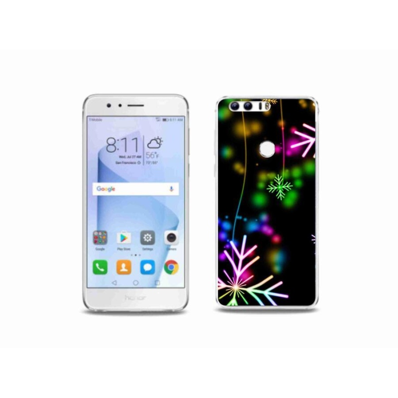 Gelový kryt mmCase na mobil Honor 8 - barevné vločky