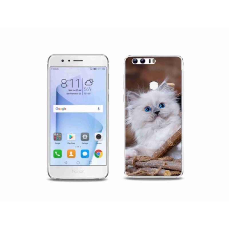 Gelový kryt mmCase na mobil Honor 8 - bílé kotě
