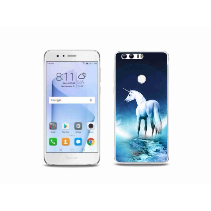 Gelový kryt mmCase na mobil Honor 8 - bílý jednorožec
