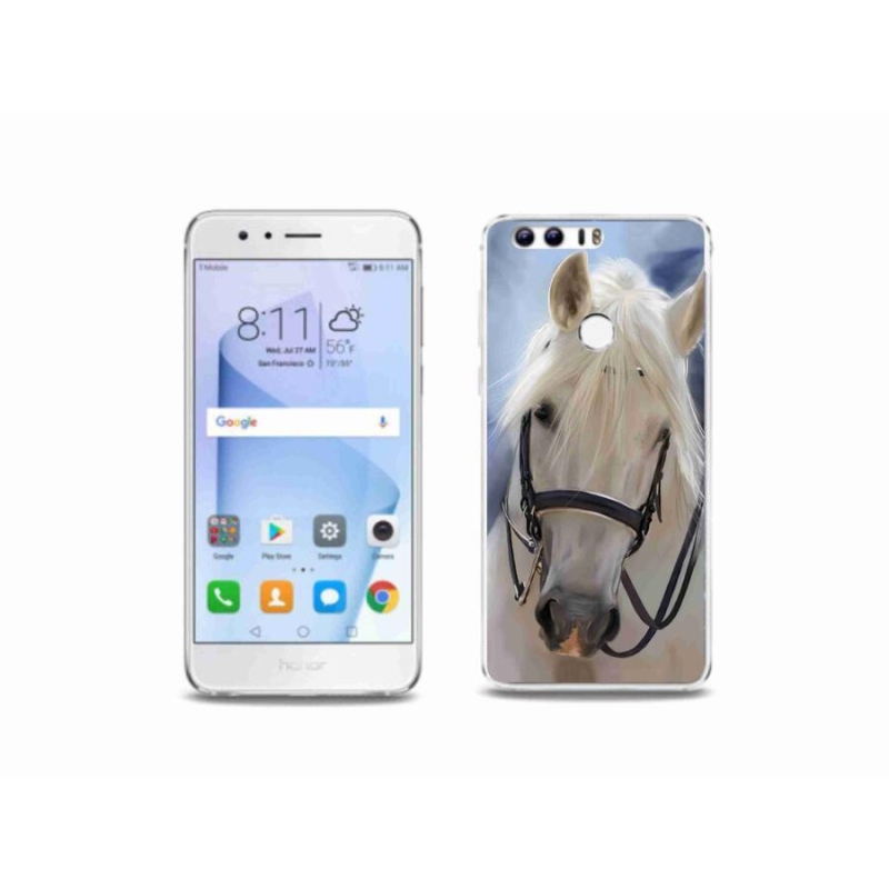 Gelový kryt mmCase na mobil Honor 8 - bílý kůň