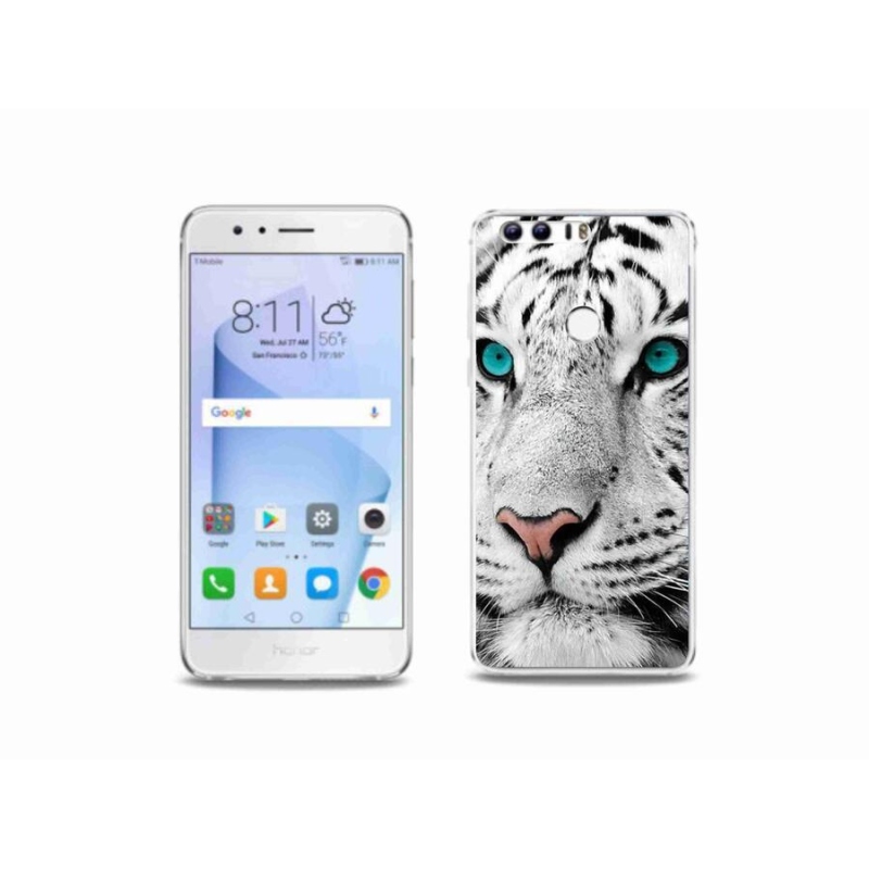 Gelový kryt mmCase na mobil Honor 8 - bílý tygr