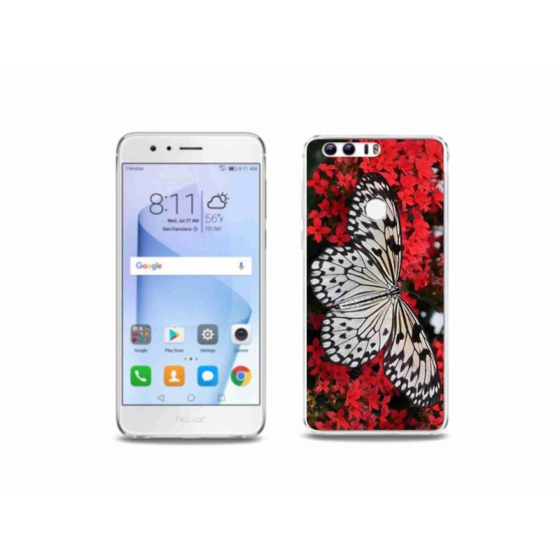 Gelový kryt mmCase na mobil Honor 8 - černobílý motýl 1