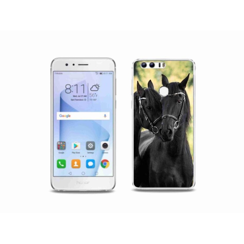 Gelový kryt mmCase na mobil Honor 8 - dva černí koně