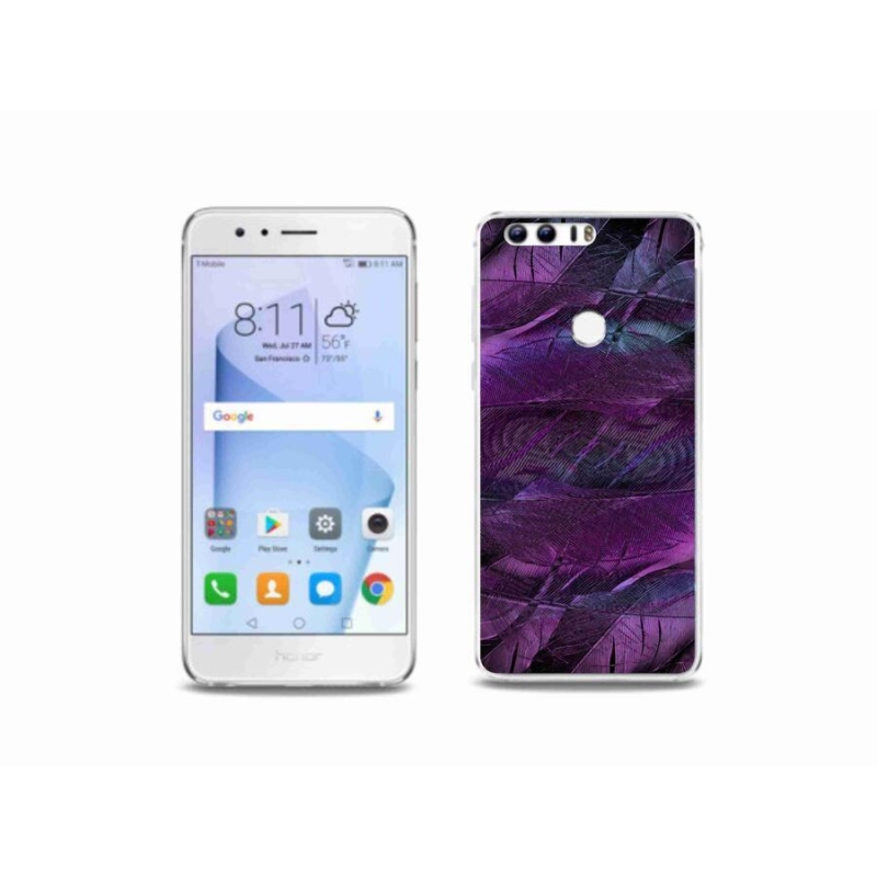 Gelový kryt mmCase na mobil Honor 8 - fialová pírka