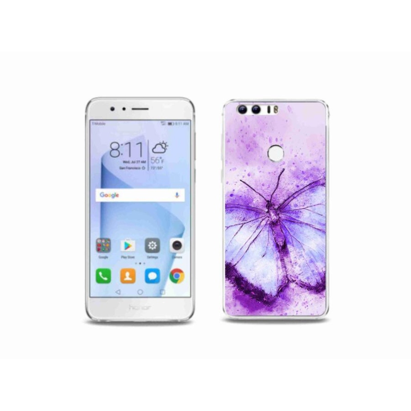 Gelový kryt mmCase na mobil Honor 8 - fialový motýl