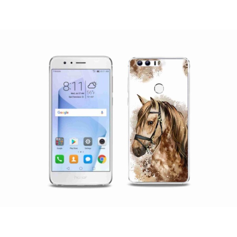 Gelový kryt mmCase na mobil Honor 8 - hnědý kreslený kůň