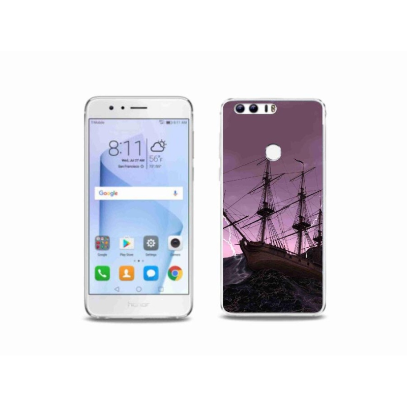 Gelový kryt mmCase na mobil Honor 8 - loď v bouři