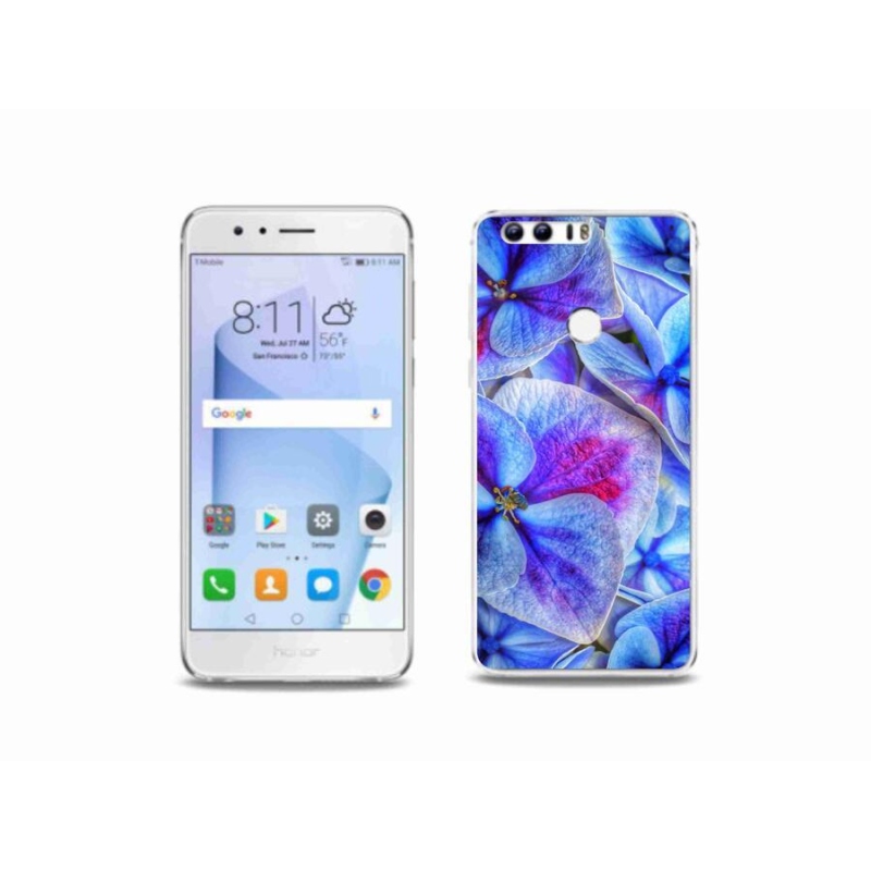 Gelový kryt mmCase na mobil Honor 8 - modré květy 1