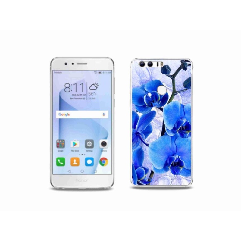 Gelový kryt mmCase na mobil Honor 8 - modré květy
