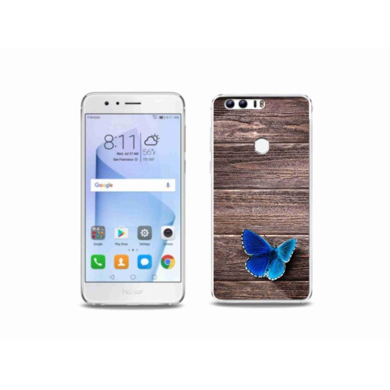 Gelový kryt mmCase na mobil Honor 8 - modrý motýl 1