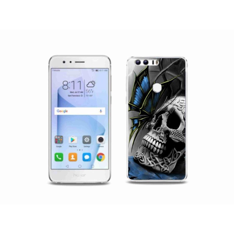 Gelový kryt mmCase na mobil Honor 8 - motýl a lebka