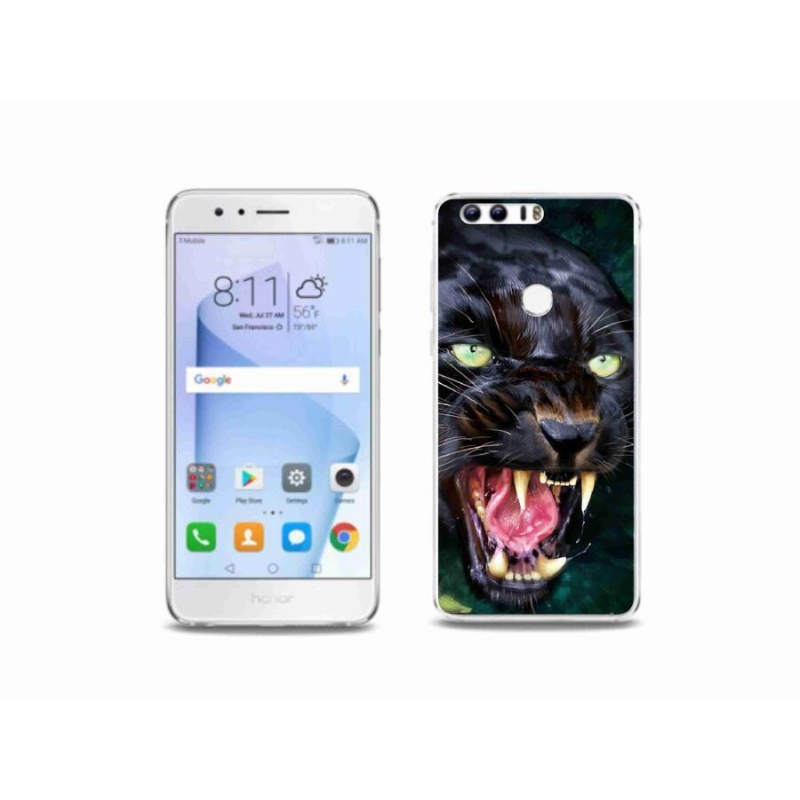 Gelový kryt mmCase na mobil Honor 8 - rozzuřený černý panter