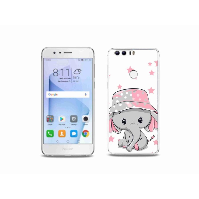 Gelový kryt mmCase na mobil Honor 8 - růžový slon