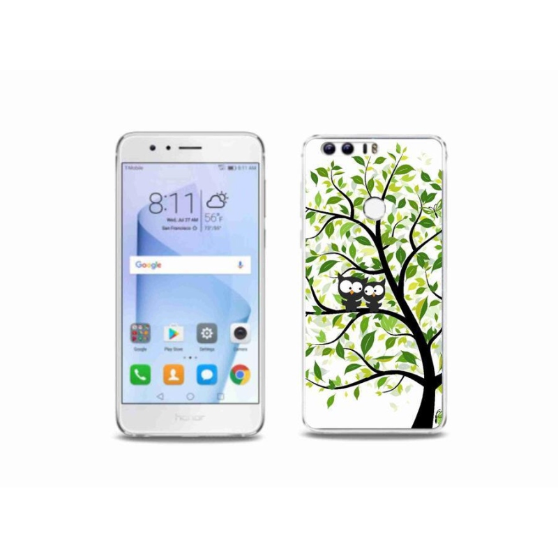 Gelový kryt mmCase na mobil Honor 8 - sovičky na stromě