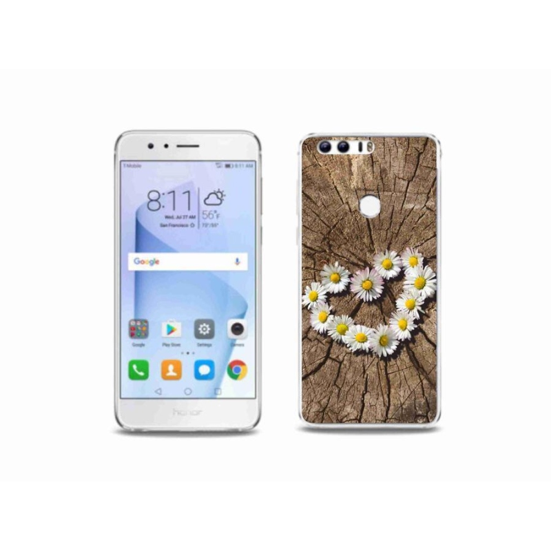 Gelový kryt mmCase na mobil Honor 8 - srdce z kopretin