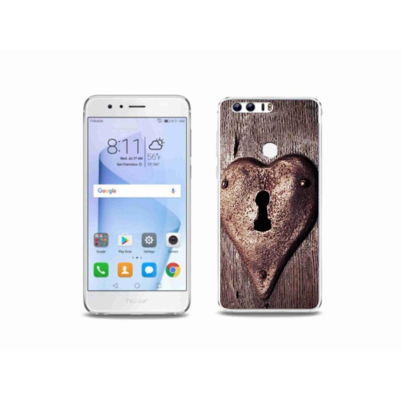 Gelový kryt mmCase na mobil Honor 8 - zámek ve tvaru srdce