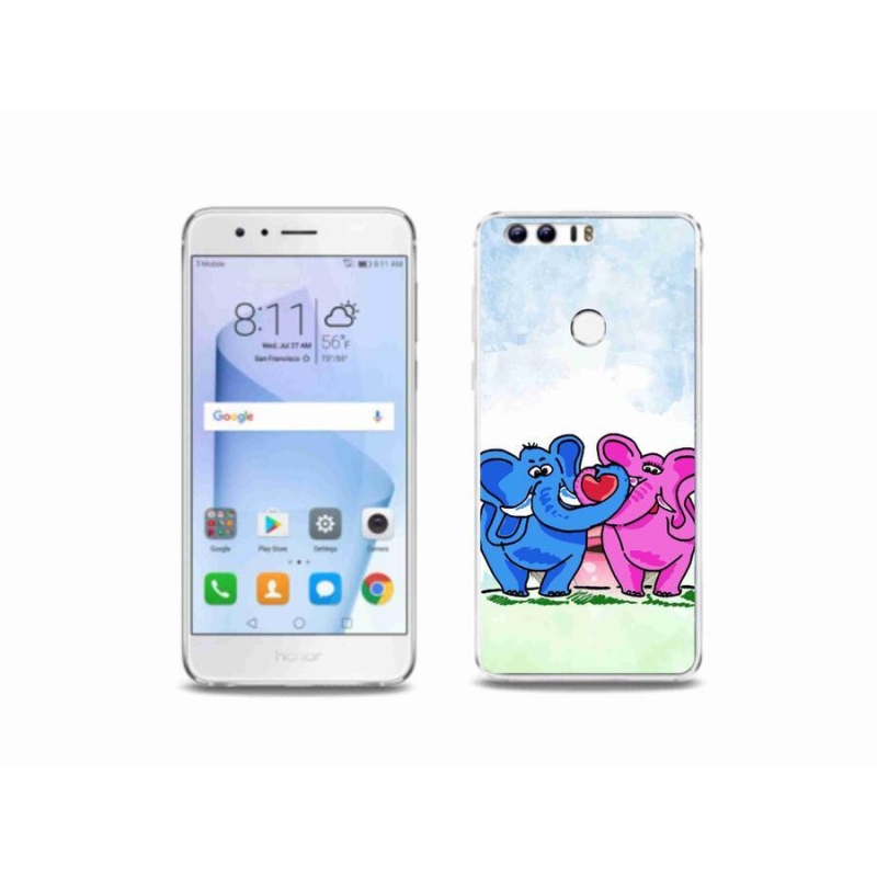 Gelový kryt mmCase na mobil Honor 8 - zamilovaní sloni