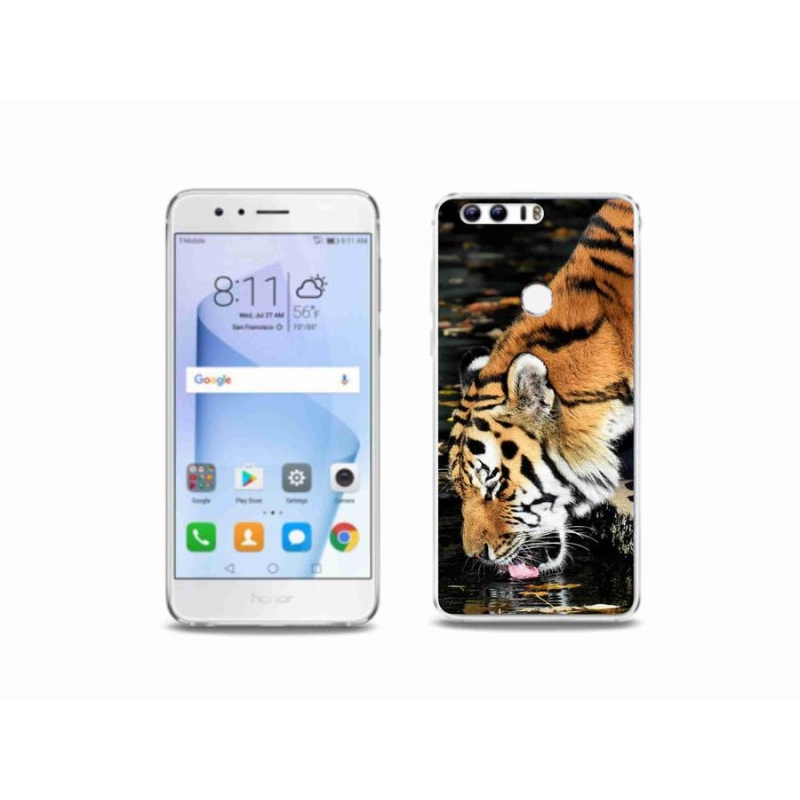 Gelový kryt mmCase na mobil Honor 8 - žíznivý tygr