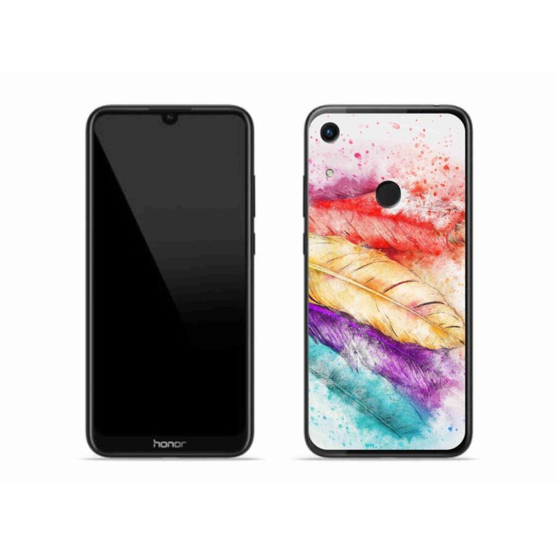 Gelový kryt mmCase na mobil Honor 8A - barevné peří