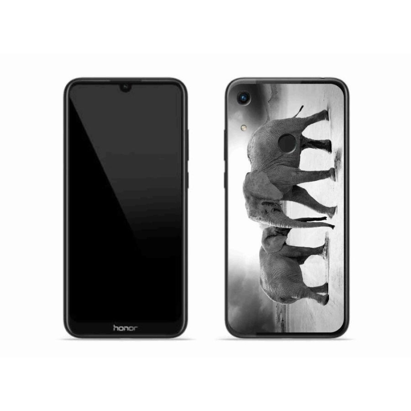 Gelový kryt mmCase na mobil Honor 8A - černobílí sloni