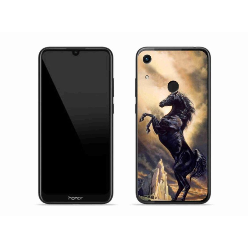 Gelový kryt mmCase na mobil Honor 8A - černý kreslený kůň
