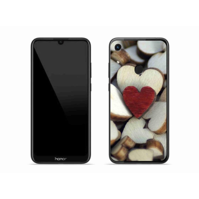 Gelový kryt mmCase na mobil Honor 8A - gravírované červené srdce