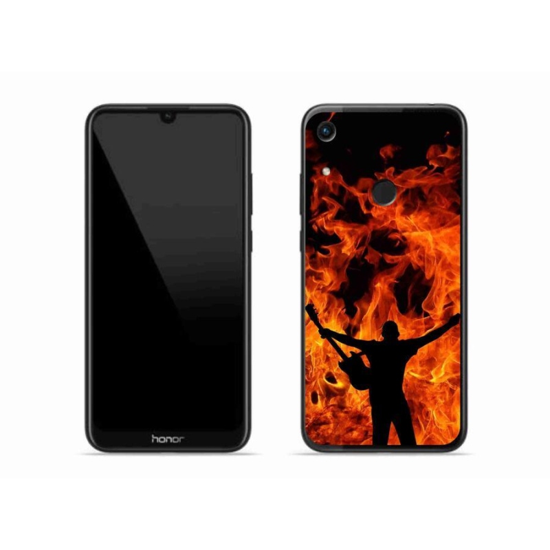 Gelový kryt mmCase na mobil Honor 8A - muzikant a oheň