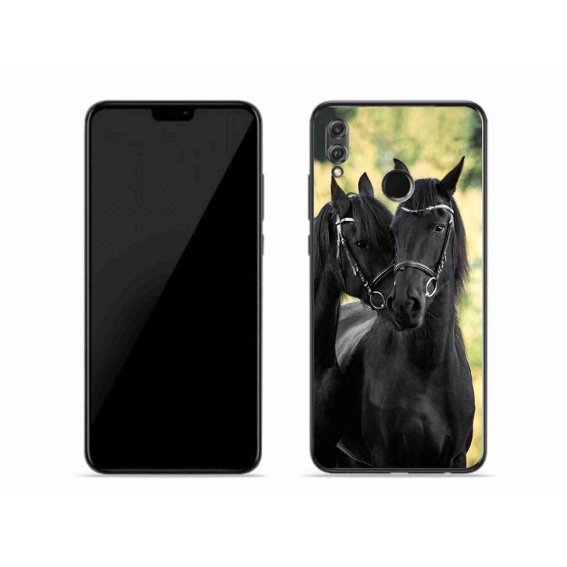 Gelový kryt mmCase na mobil Honor 8X - dva černí koně