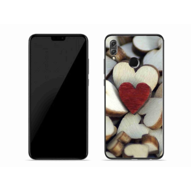Gelový kryt mmCase na mobil Honor 8X - gravírované červené srdce