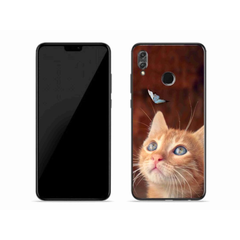 Gelový kryt mmCase na mobil Honor 8X - motýl a kotě