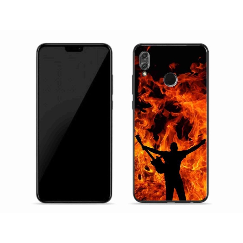 Gelový kryt mmCase na mobil Honor 8X - muzikant a oheň