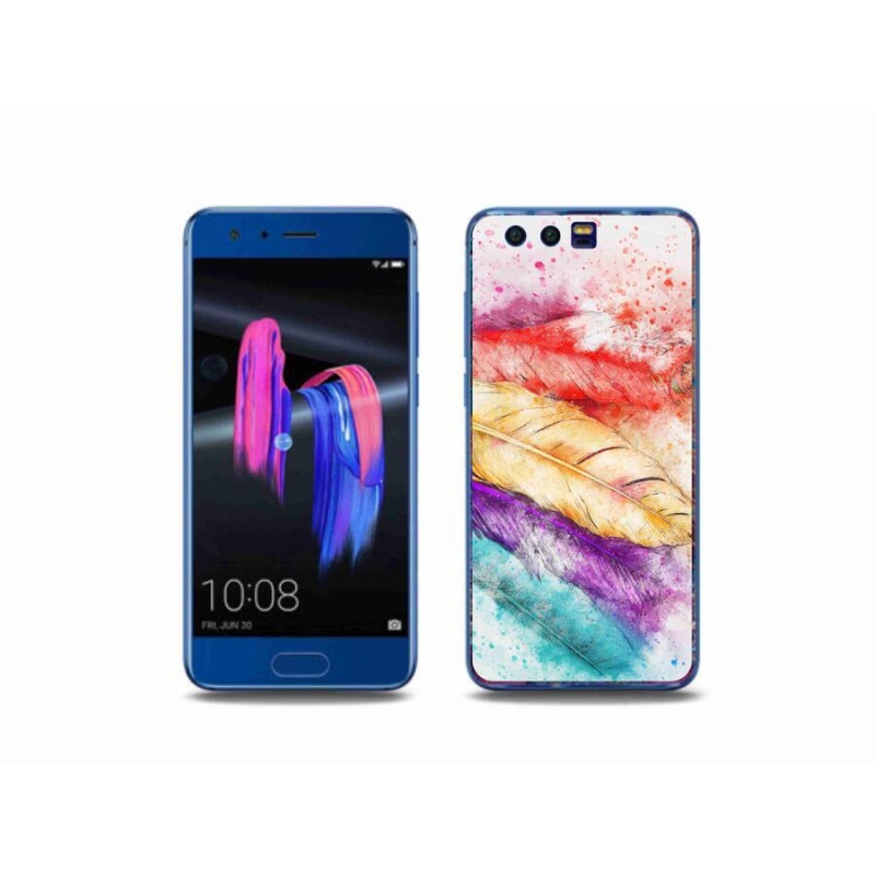 Gelový kryt mmCase na mobil Honor 9 - barevné peří