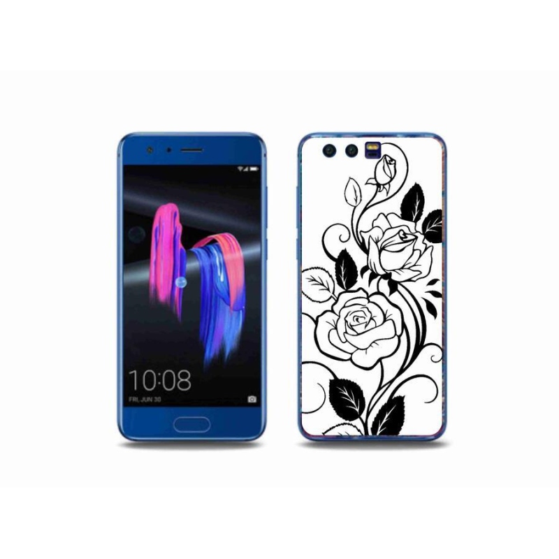 Gelový kryt mmCase na mobil Honor 9 - černobílá růže