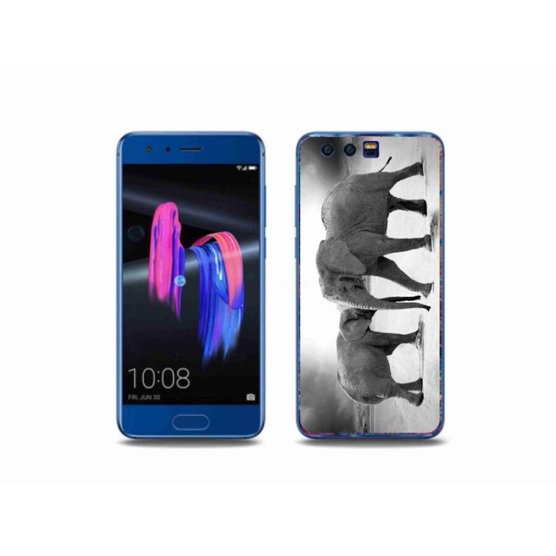 Gelový kryt mmCase na mobil Honor 9 - černobílí sloni