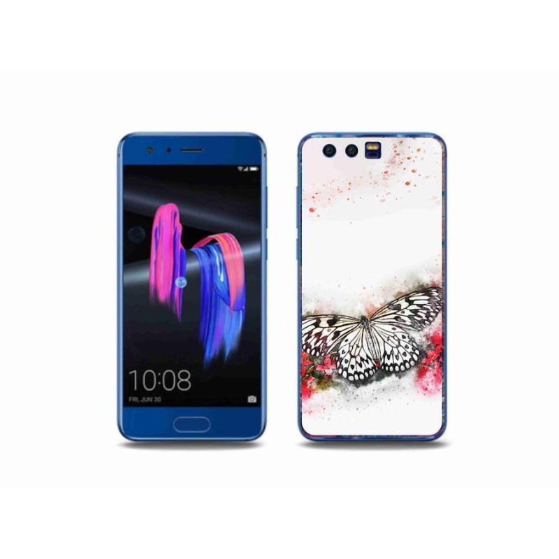 Gelový kryt mmCase na mobil Honor 9 - černobílý motýl