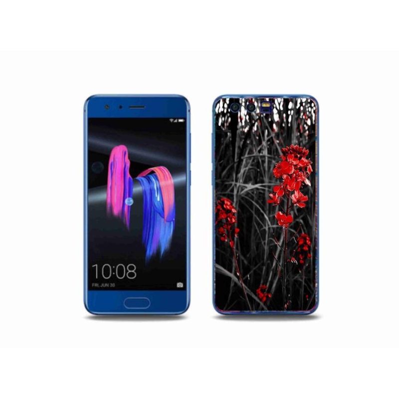 Gelový kryt mmCase na mobil Honor 9 - červená rostlina