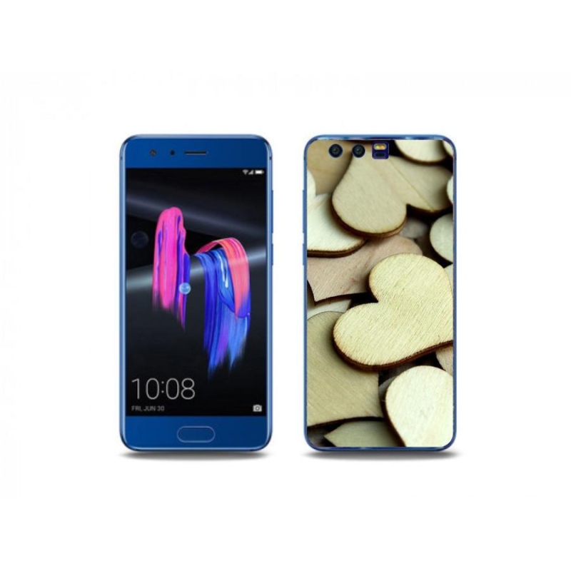 Gelový kryt mmCase na mobil Honor 9 - dřevěná srdíčka