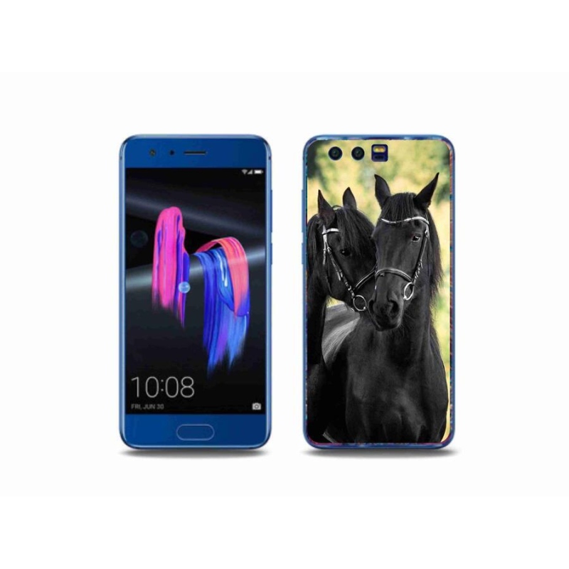 Gelový kryt mmCase na mobil Honor 9 - dva černí koně