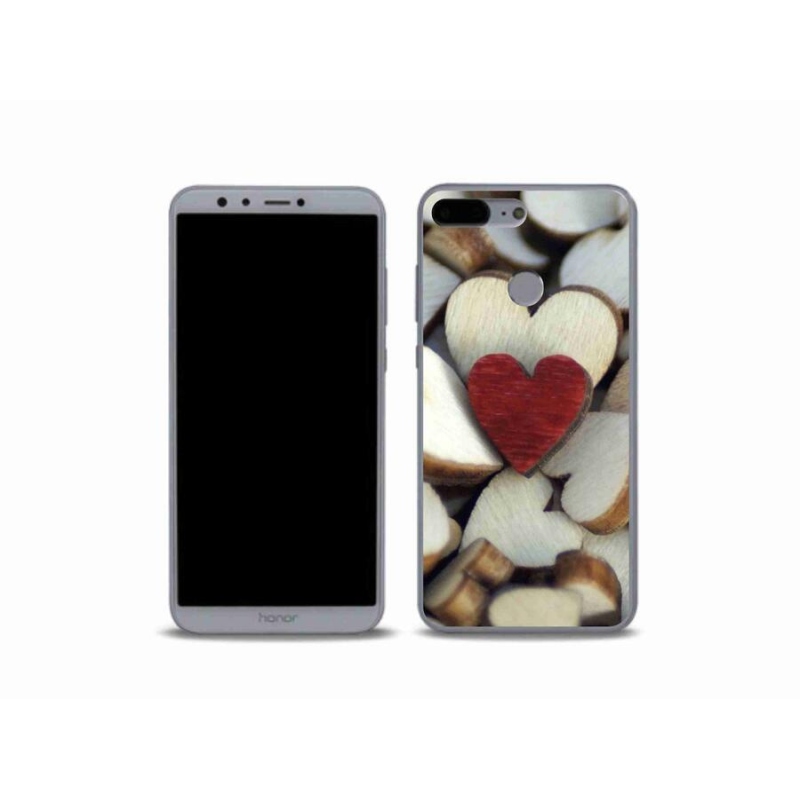 Gelový kryt mmCase na mobil Honor 9 Lite - gravírované červené srdce