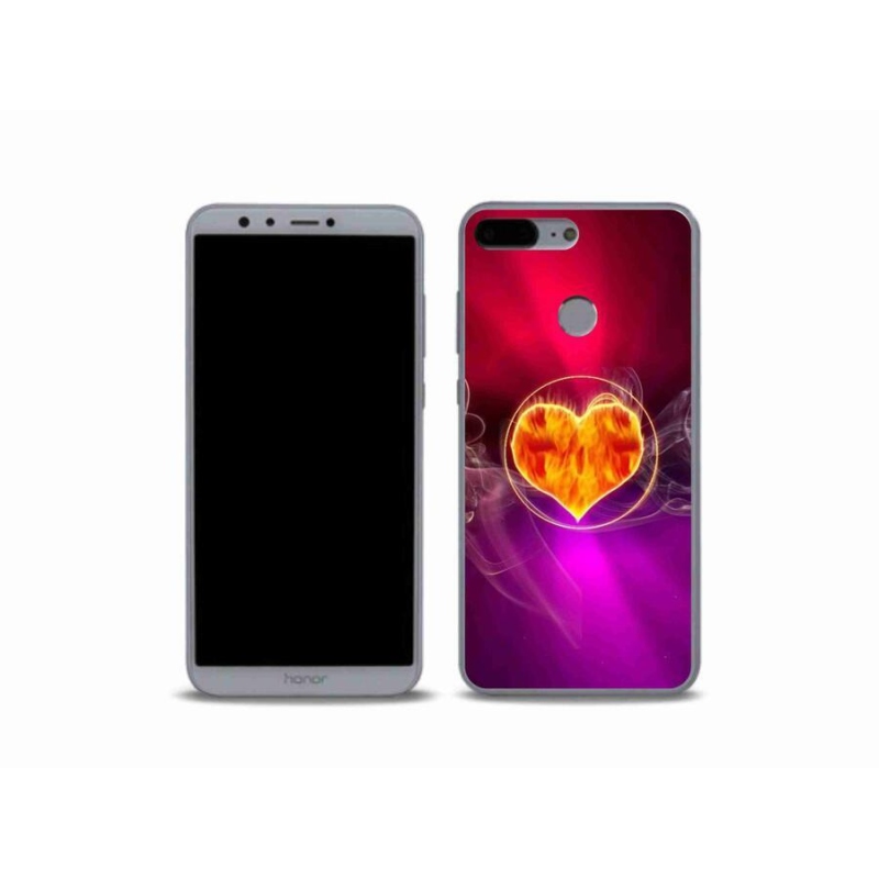 Gelový kryt mmCase na mobil Honor 9 Lite - ohnivé srdce