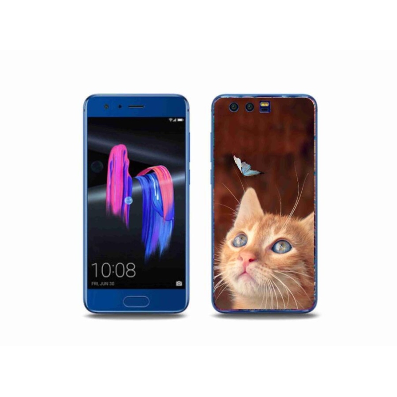 Gelový kryt mmCase na mobil Honor 9 - motýl a kotě