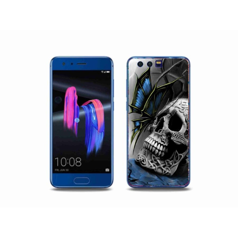 Gelový kryt mmCase na mobil Honor 9 - motýl a lebka